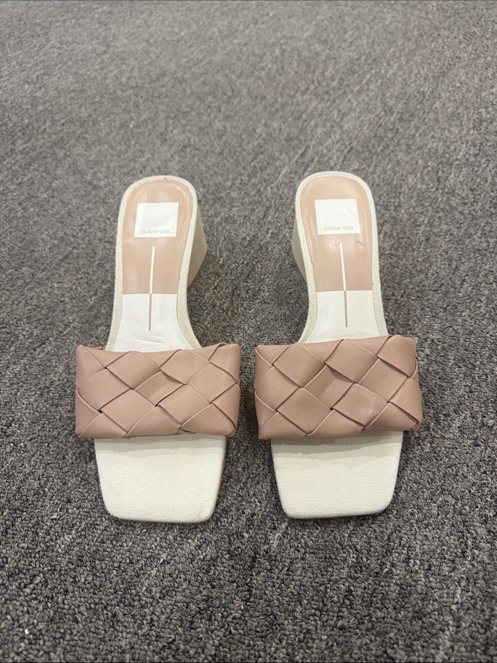 Dolce Vita Taupe Woven Slide Mules